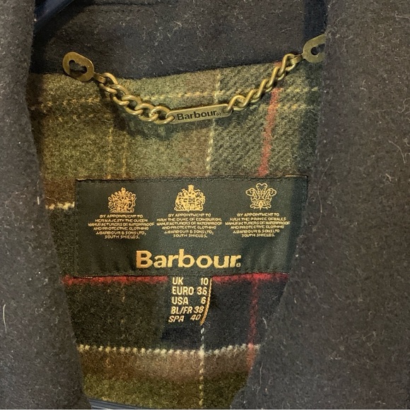 Barbour Vintage Buttermere Wool Toggle Hooded Duffle Coat Peacoat Size 6 - Picture 5 of 11